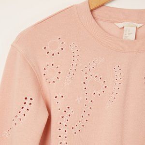 🍋3 for $20🍋 H&M Paisley Pattern Cutout Blush Pink Sweatshirt Size XS